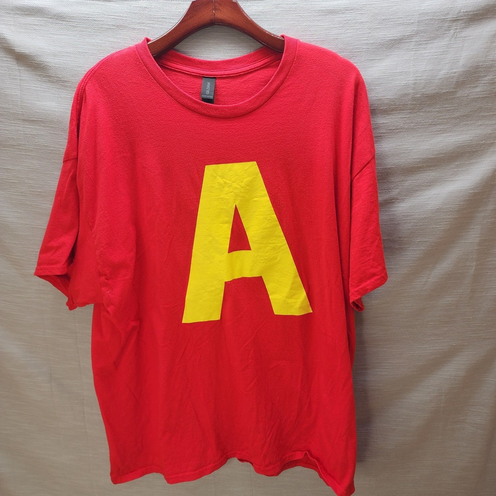 Alvin and the Chipmunks Costume T-Shirt Red Yellow A Graphic Gildan 2XL